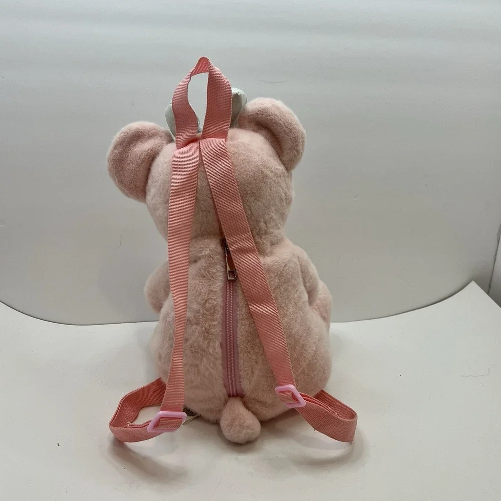 Pink Plush Teddy Bear Back Pack Purse Adjustable Straps Children's Size